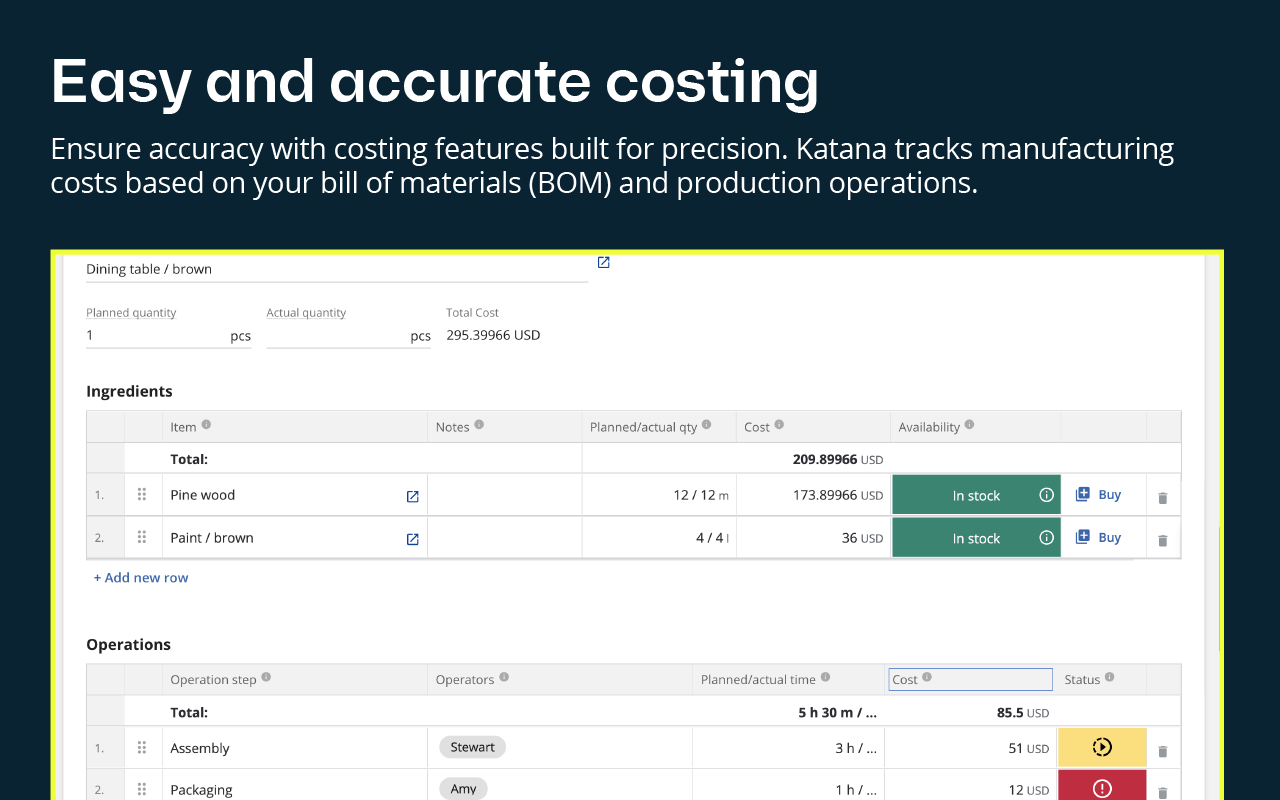 Katana - Easy and accurate costing
