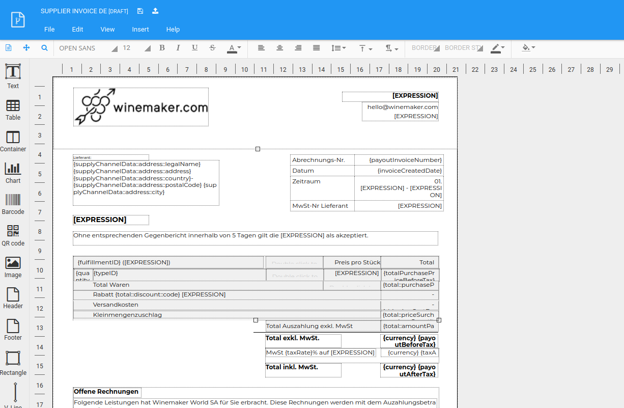 Winemaker - Invoice template